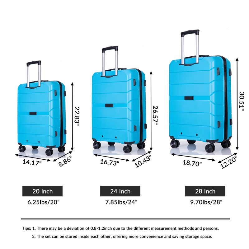 3 PCS Hardshell Luggage Set, ABS Lightweight Spinner Suitcase with TSA Lock (20/24/28)-ModernLuxe, 3 of 15