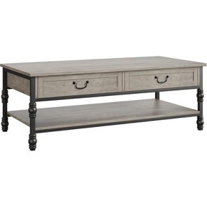 41" Coffee Table with 2 Storage Drawers, Rustic Coffee Tables w/Storage Shelf and Metal Legs,Wood Large Rectangular Coffee Table - 1 of 4