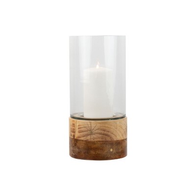 wood glass candle holder
