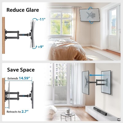 Black Steel Full Motion Articulating TV Wall Mount for 13-42 Inch Screens