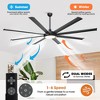 Parrot Uncle 75" Modern Black Lighted Ceiling Fan Large Industrial Ceiling Fan - 4 of 4