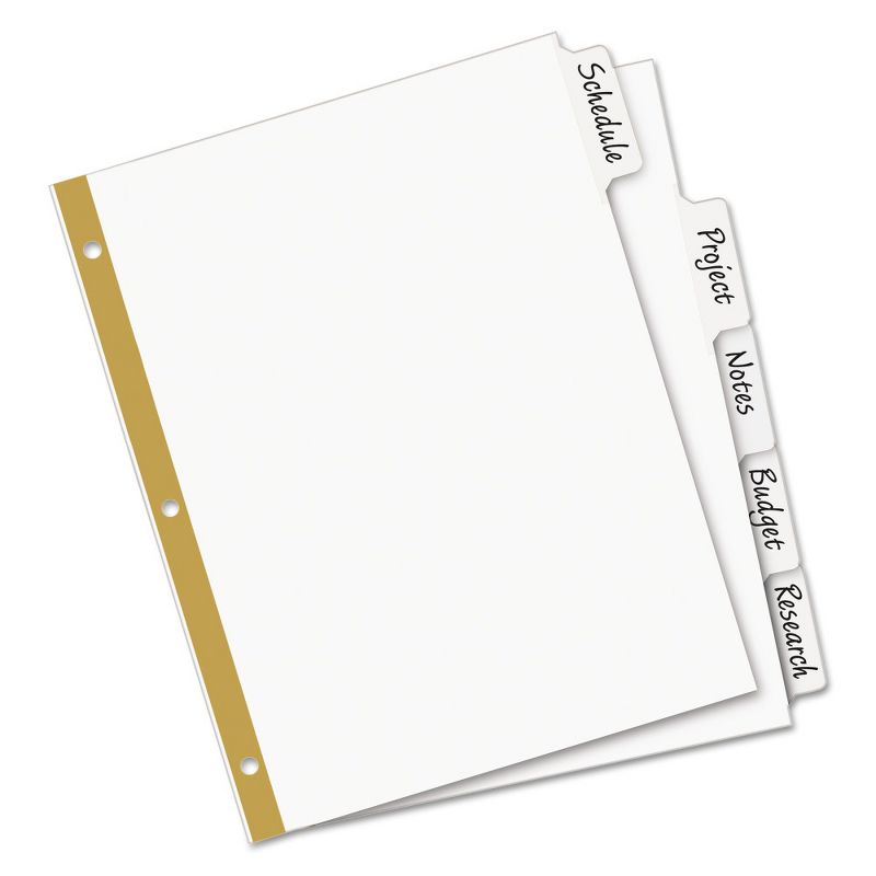 Avery Big Tab Write-On Dividers w/Erasable Laminated Tabs, White, 5/Set, 2 of 4