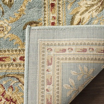 Blue Floral Border Square Synthetic Area Rug