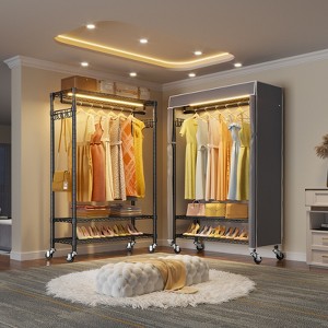 VIPEK R1LC Clothes Rack with Cover, Heavy Duty Garment Rack with Dimmable LED Lights, Metal Clothing Rack with Wheels, Closet with Cover - 1 of 4