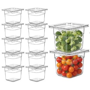 12 Piece Clear Acrylic Food Pan with Lid, Universal Stackable Transparent Pan, Food Storage Containers for Restaurants Hotels Parties - 1 of 4