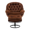 Okak Modern Velvet Accent Chair Living Room Chair with Ottoman Comfy Upholstered TV Chair sofa for Lounge Office Bedroom, Brown - 4 of 4