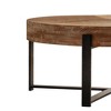 31.29"Modern Retro Splicing Round Coffee Table, Fir Wood Table Top with Black Cross Legs Base - 3 of 4