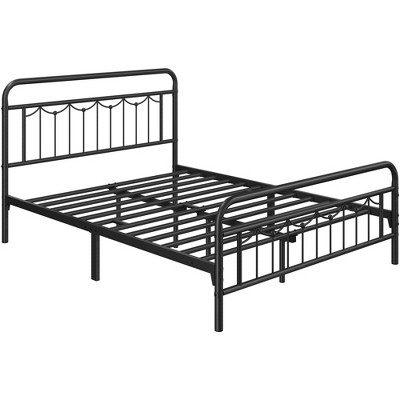 Yaheetech Metal Platform Bed Frame With Vintage Headboard And Footboard ...