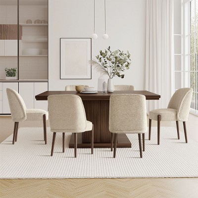 Upholstered Dining Chair​ Set of 6,Solid Wood Dining Chair with Beech Legs Mid Century Modern Dining Room Chair for Kitchen,Dining Room-Tanpinhause