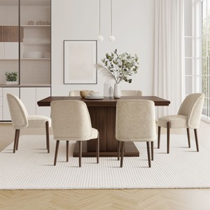 Upholstered Dining Chair​ Set of 6,Mid Century Modern Linen Dining Chair Solid Wood Dining Room Chair for Kitchen,Dining Room-Tanpinhause - 1 of 4