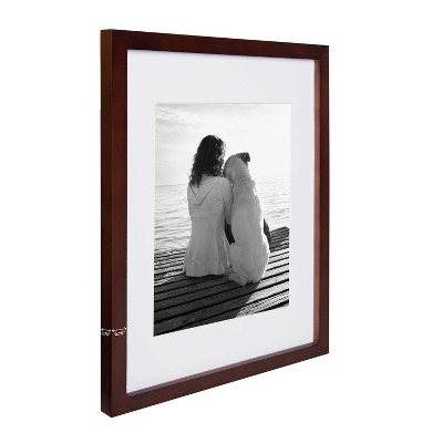 Walnut Brown 11x14 Classic Wood Picture Frame for Tabletop or Wall Display