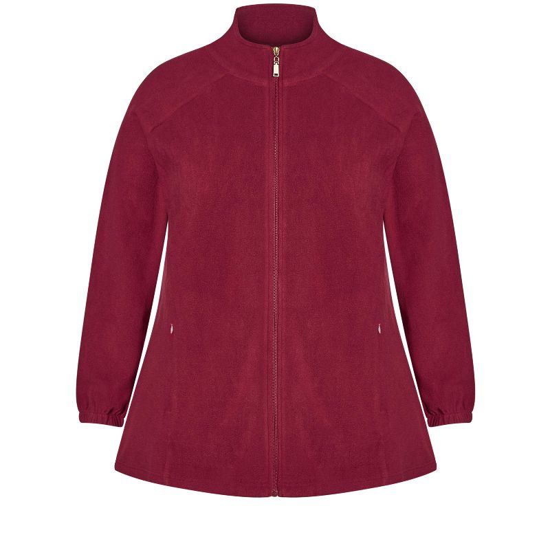 Women's Plus Size Polar Fleece Zip Jacket - plum | AVENUE, 3 of 4