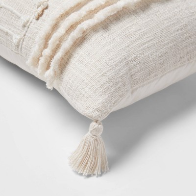 Oversized Oblong Woven Knotted Fringe Decorative Throw Pillow Natural - Threshold&#8482;_1