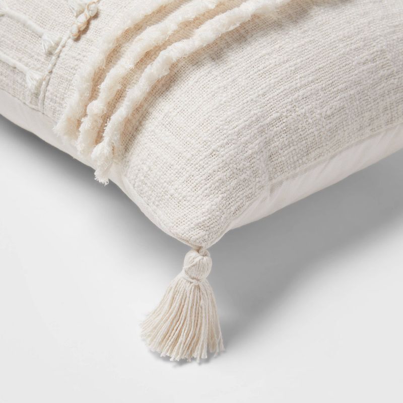 Oversized Oblong Woven Knotted Fringe Decorative Throw Pillow Natural - Threshold&#8482;, 5 of 11