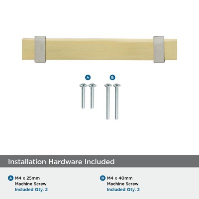 Brushed Gold and Satin Nickel Cabinet Bar Pull with Mounting Hardware