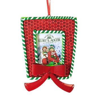 Kurt S. Adler 4.0 Inch Sequin Gift Box Photo Frame Picture Free Standing Tree Ornaments