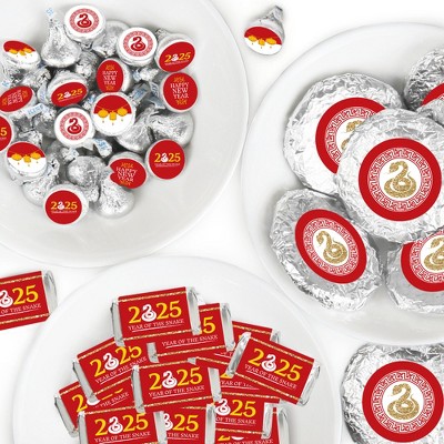 Big Dot of Happiness 2025 Year of the Snake - Lunar New Year Candy Favor Sticker Kit - 304 Pieces