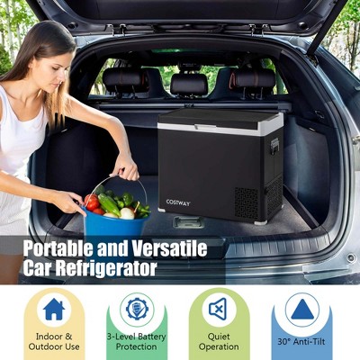 Costway 53QT Black Portable Car Refrigerator with Adjustable Temperature