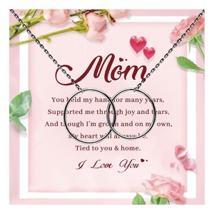Mom Greeting Card Sterling Silver Linked Circles Necklace Women Ginger Lyne Collection - Mom-778 - 1 of 4