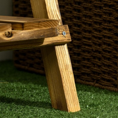 Natural Fir Wood 3-Tier Foldable Ladder Plant Stand