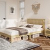 Bed Frame with Natural Rattan Headboard, Metal Platform and Strong Wooden Slats Support, No Box Spring Needed - 2 of 4