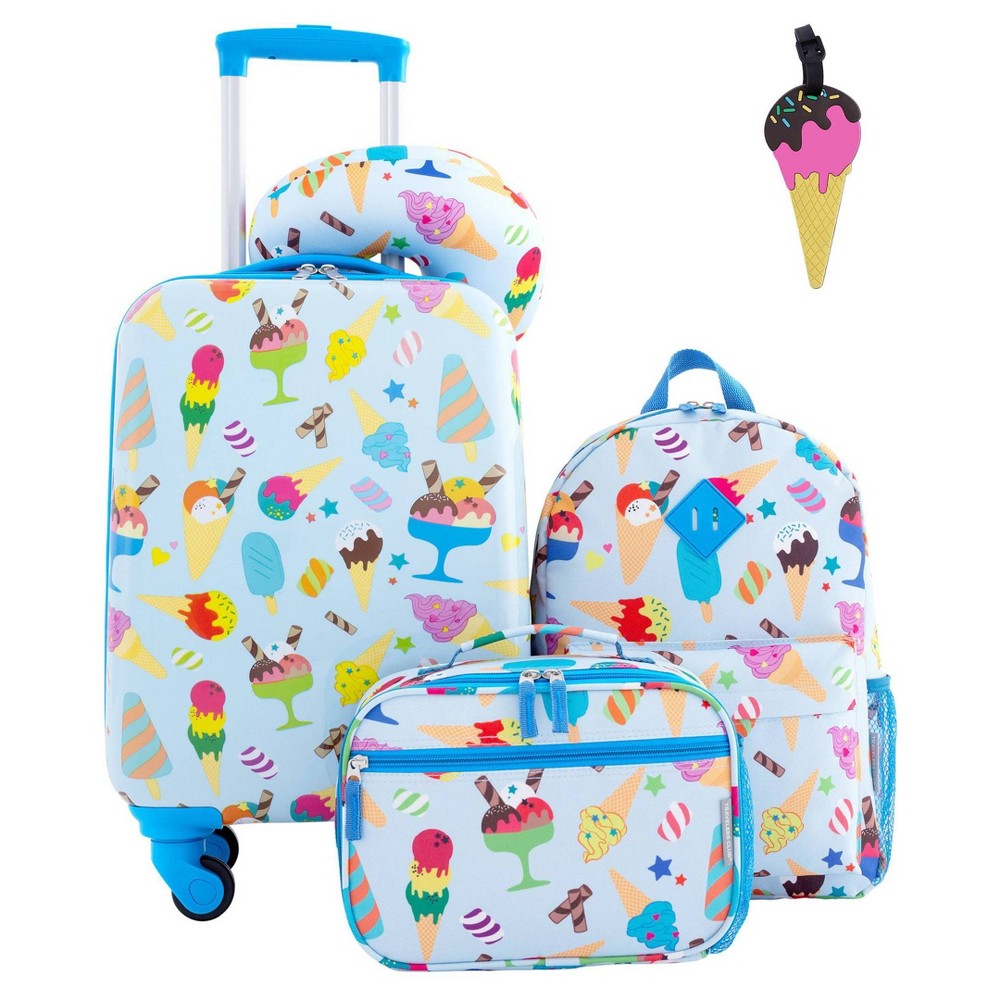 Photos - Travel Accessory Travelers Club Kids' 5pc Hardside Checked Spinner Luggage Set - Ice Cream