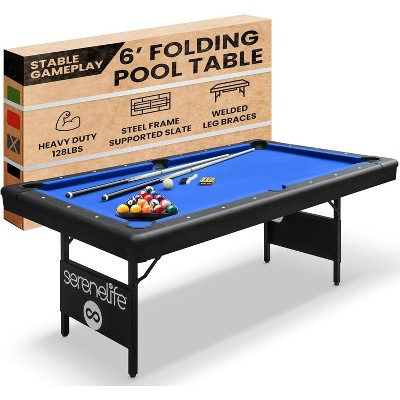 SereneLife SLPLTB76BL 76" Portable and Foldable Pool Table with Accessory Kit