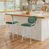Art Leon Comfortable Fabric Mid-century Modern Swivel Barstool with Wood Back and Metal Frame - 3 of 4