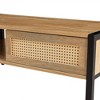 Rattan Coffee Table, Mid Century Modern Coffee Table with Sliding Door, Mid-Century Modern Rectangular Coffee Table w/Metal Legs, 40.1" Center Table - 4 of 4