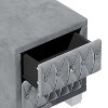 Vynxaria Elegant Velvet Nightstand ¨C Luxurious 2-Drawer Bedside Table with Crystal Handles - 3 of 4