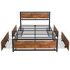 VECELO Full/Queen Size Bed Frame with Wooden Headboard, Metal Bed Platform No Box Spring Needed with Heavy Duty Steel Slat, Brown - 2 of 4