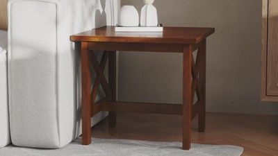 Walnut Solid Wood Farmhouse Accent Table, 21.75" Square