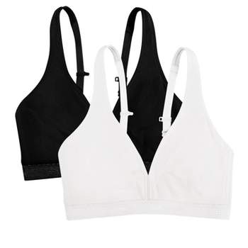 Fruit Of The Loom Women's Wirefree Cotton Bralette 2-pack Black/white 34a :  Target