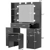 Vanity Desk with Lights, Glass Top, Charging Station, Mirror, Nightstand, Set with Storage Bench, 3 Lighting Modes, White - 3 of 4