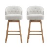 Gulches 33.25" Swivel Counter Stools Set of 2, Upholstered Bar Stools with Solid Rubber Wood Frame, Natural + Beige, Armless Design - 4 of 4