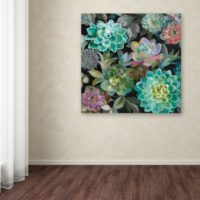 Colorful Floral Succulents Canvas Art in Black Frame