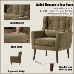 Okak Fine Chenille Accent Chair Living Room Reading Chair with Soft Upholstered and Pillow Armchair Solid Wood Legs for Lounge Bedroom - 1 of 4