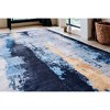 HomeRoots 5' X 7' Blue and Yellow Abstract Printed Washable Non Skid Area Rug - 2 of 4