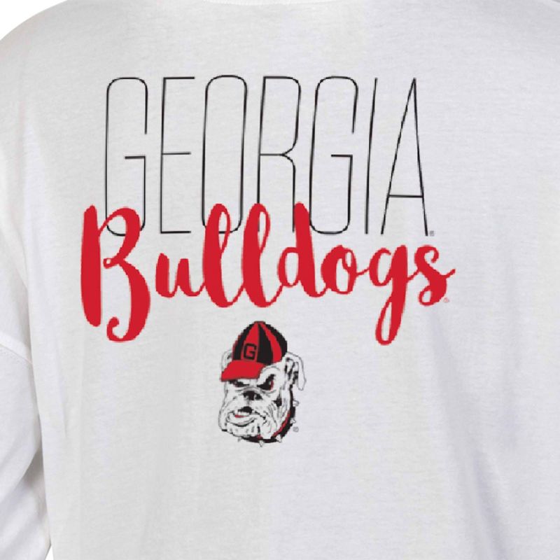 NCAA Georgia Bulldogs Women&#39;s White Long Sleeve T-Shirt, 3 of 4