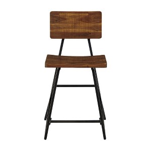 Trestle Counter Height Barstool Amber/Gun Metal: Industrial Reclaimed Wood, Sturdy Base, 39.5" - 1 of 4