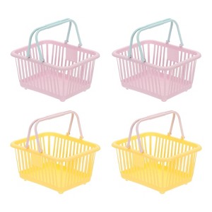 Unique Bargains Plastic Grocery Shopping Toy Organizing Mini Decorative Baskets 6.3" x 3.5" x 5.1" 4 Pcs - 1 of 4