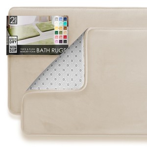 Hearth & Harbor Bathroom Rugs, Ultra Soft Velvet Memory Foam Bath Mats with PVC Backing - 1 of 4