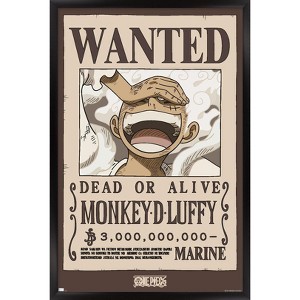 Trends International One Piece - Monkey D Luffy Wanted Poster Framed Wall Poster Prints - 1 of 4