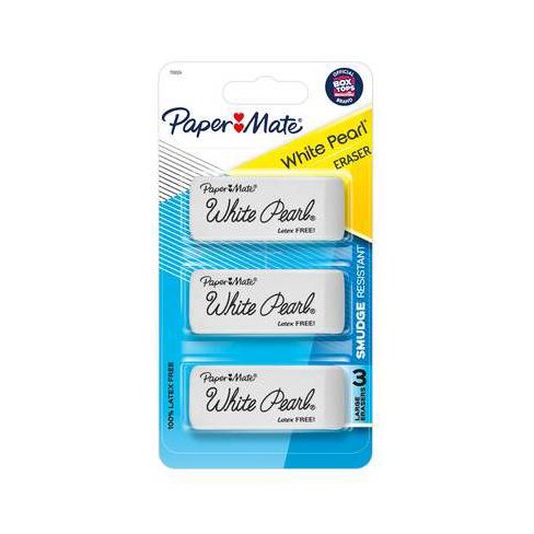 Paper Mate 3pk Pencil Erasers White Pearl : Target