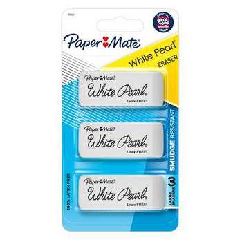 Paper Mate 3pk Pencil Erasers White Pearl