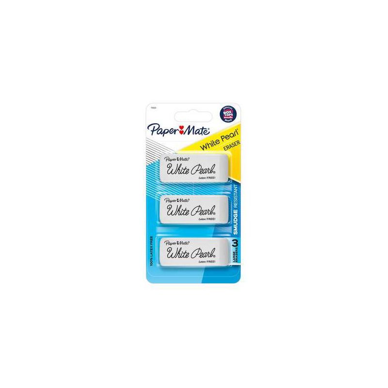 Paper Mate 3pk Pencil Erasers White Pearl, 1 of 4