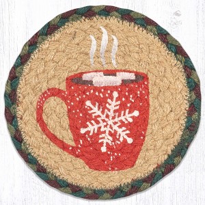 Earth Rugs Large Round Hot Cocoa Coaster 7" Decorative Christmas Tableware - 1 of 3
