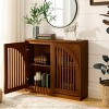 INFURNIC Decorative Storage Cabinets Mid Century Modern Fluted Sideboard with Storage and Outlet Holes, Brown, 39"*9.25"*32.48" - 3 of 4