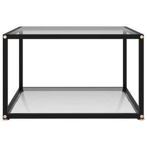 vidaXL Modern Styled Square Coffee Table in Transparent Tempered Glass with Storage Shelf and Powder-Coated Steel Frame - 1 of 4