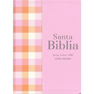 Biblia Rvr 1960 Compacta Símil Piel Cuadros Rosa Claro (Bible Rvr 1960 Compact Size Leatherlike Light Pink Checked Pattern (Spanish Edition) - 1 of 1